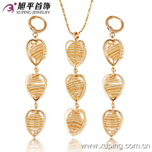 62835 Xuping imitation jewellery work from home popular three heart shaped gold sets wholesale jewelry manufacturer